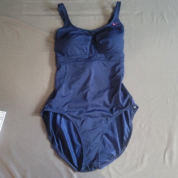 Nike Swimsuit Womens 16 Blue Racerback Bathing Suit Beach Travel Vacation - Picture 1 of 11
